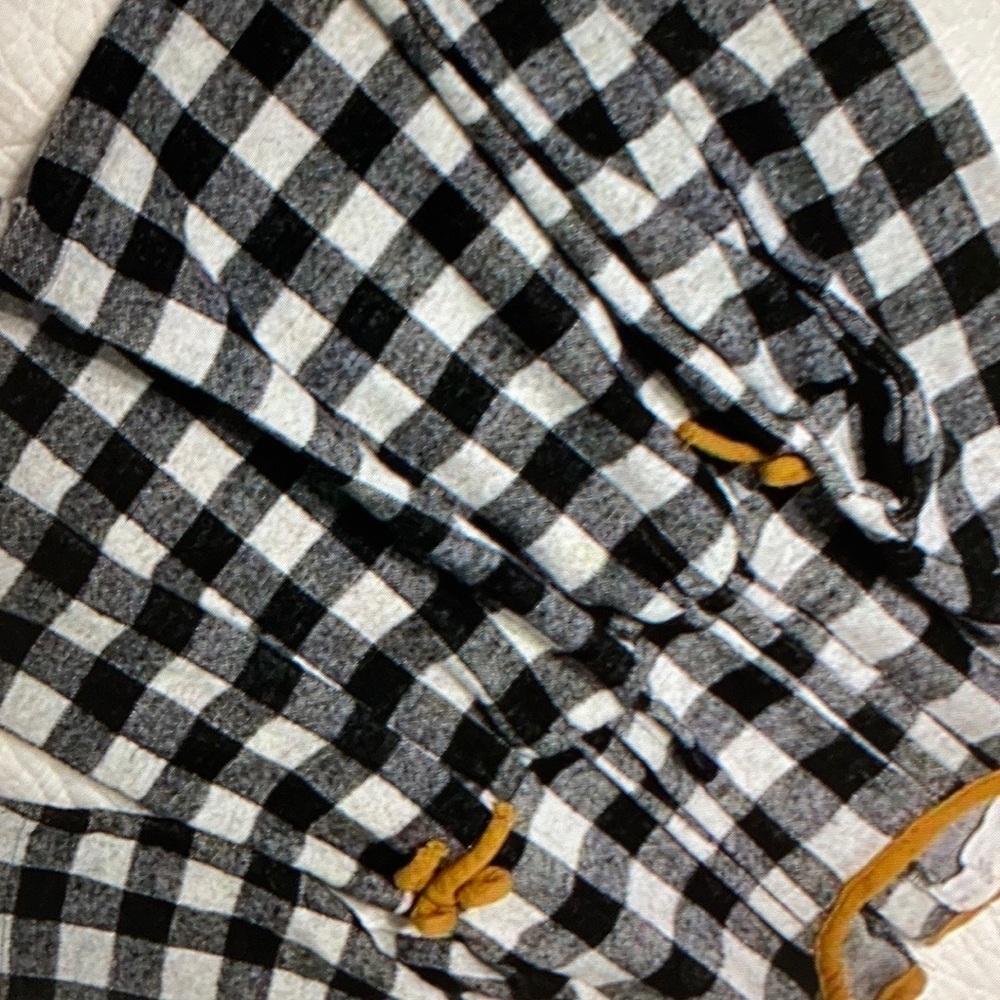 Mustard trim stylish checkered blouse